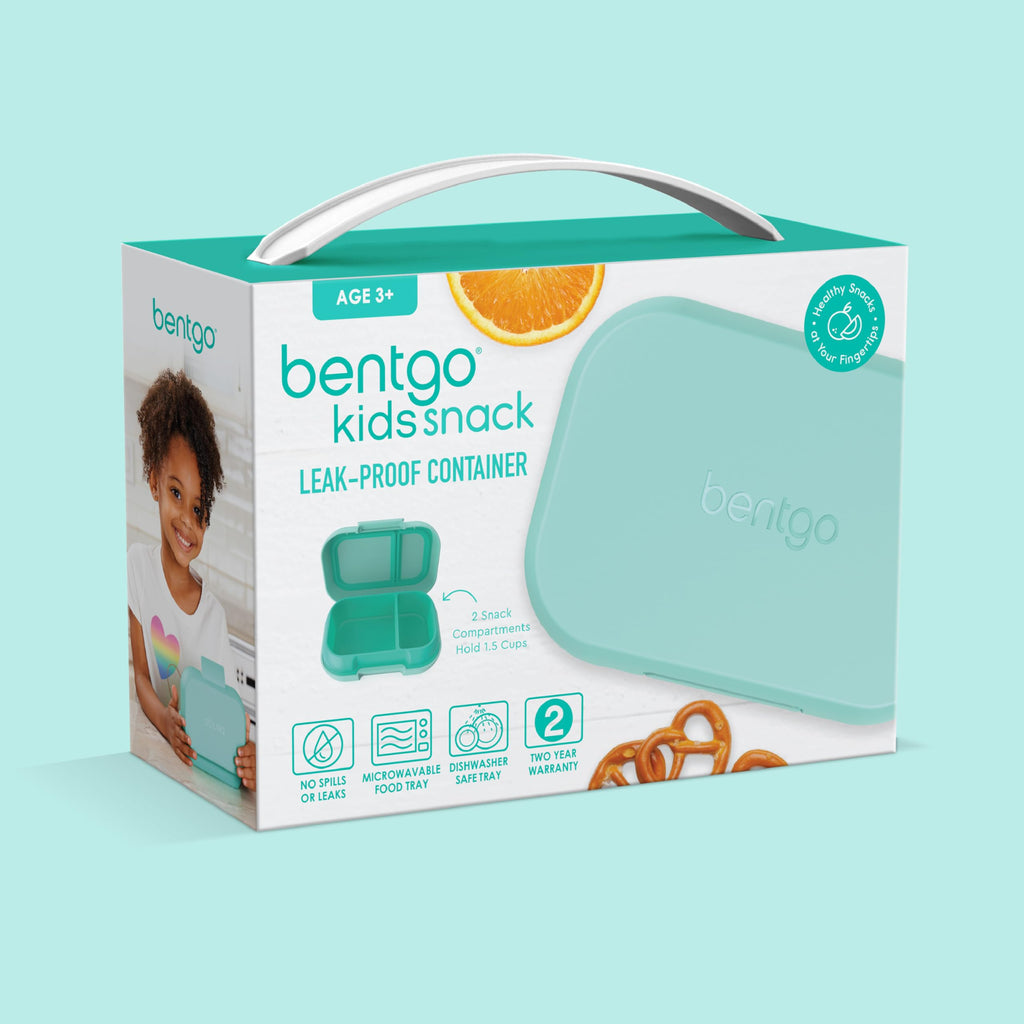 Bentgo Kids Snack - 2 Compartment Leak-Proof Bento Box Container for Snacks and Small Meals, Easy-Open Latch, Dishwasher Safe, BPA-Free for School, Daycare, & Sports - Ideal for Ages 3+ (Green/Navy)