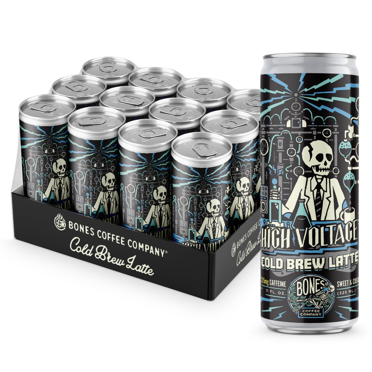 Bones Coffee Company S'mores Iced Coffee Latte - S'mores Flavored Canned Coffee Drink - 12 Pack Cans - 11 Oz Each
