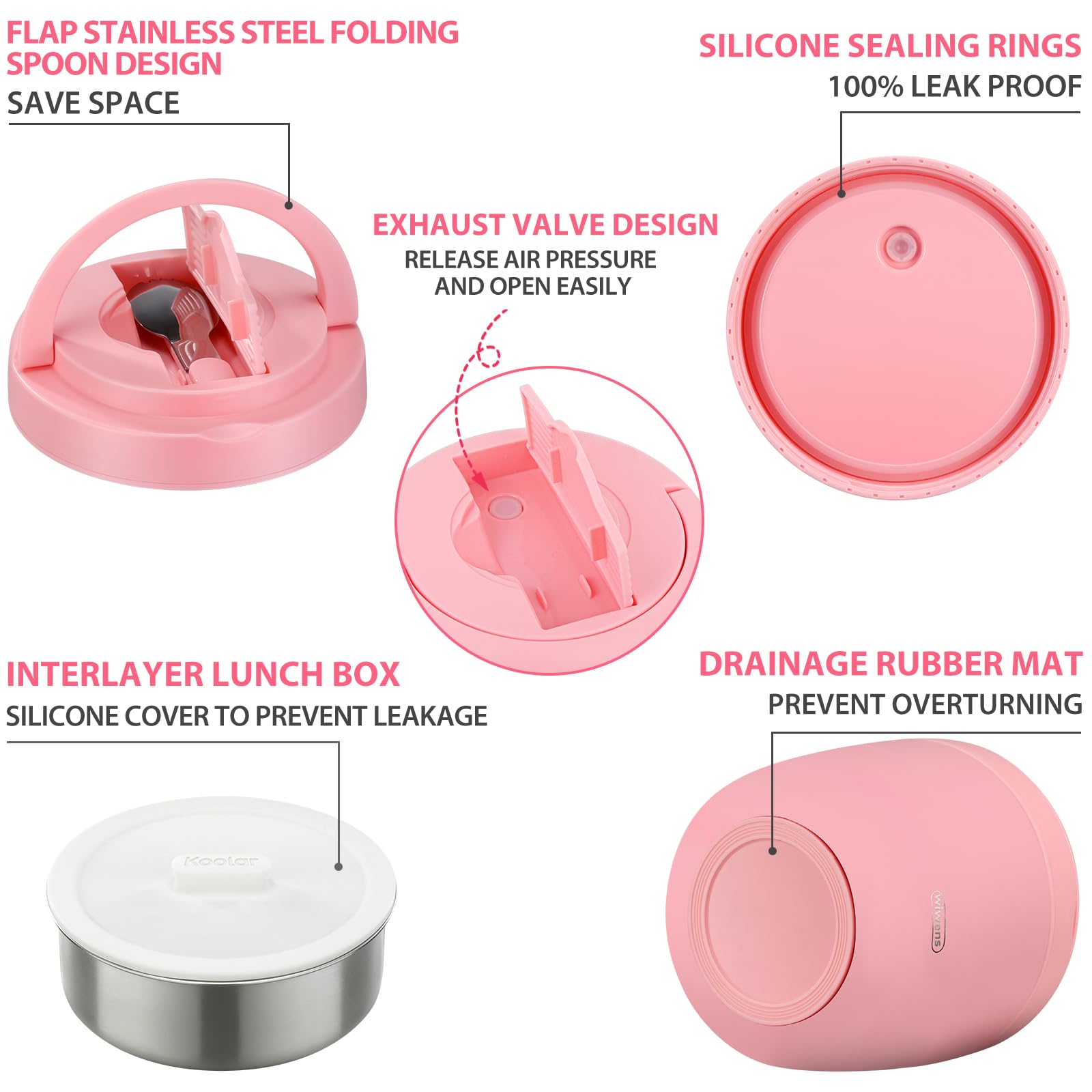 Thermo Food Jar for Hot Food Adults 32OZ Soup Thermo Lunch Containers Wide Mouth Vacuum Insulated Stainless Steel Leakproof Bento Box with Spoon (Black)
