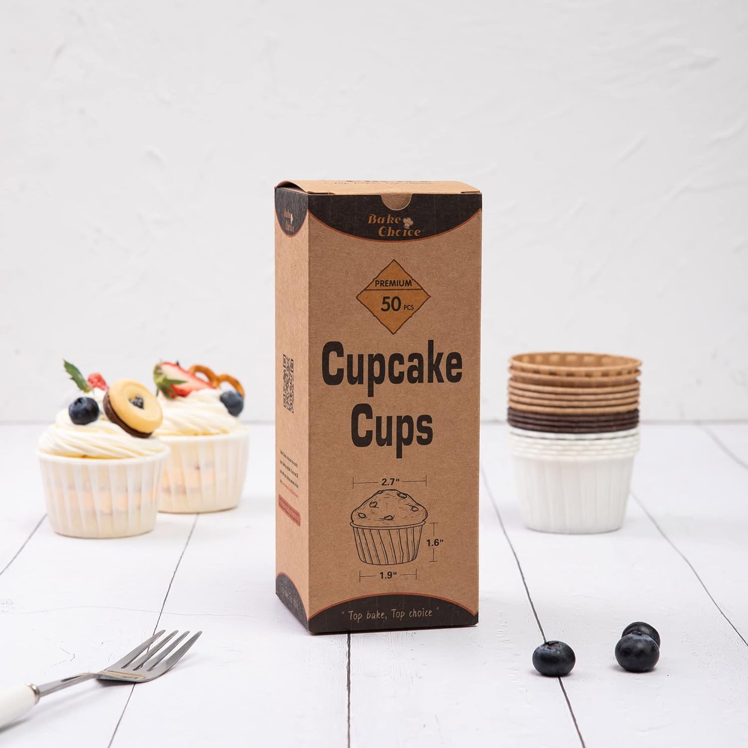 50pcs Natural Cupcake Baking Cups, Heavy Duty Parchment Paper Cupcake Liners 3.5oz for Muffin, Dessert.