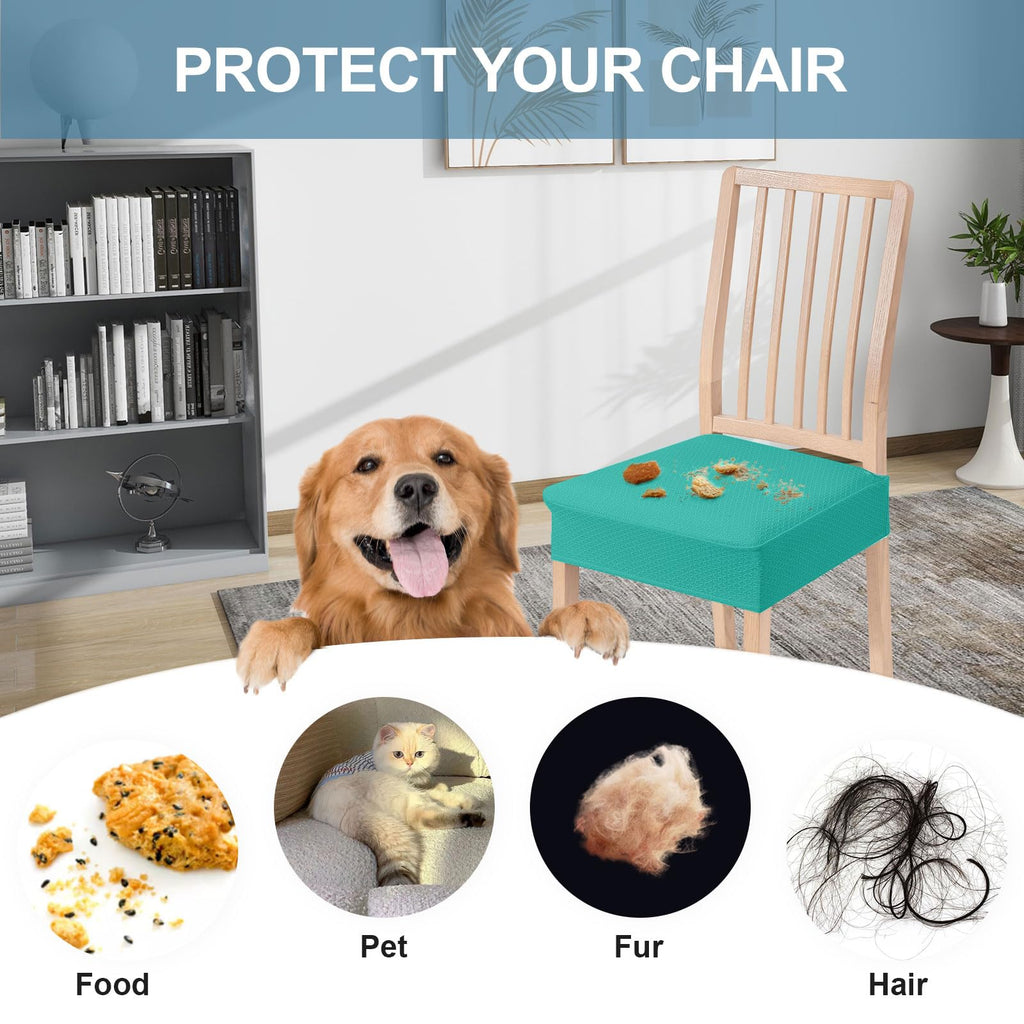 Smiry Stretch Jacquard Seat Covers for Dining Room Chairs Set of 6, Removable Washable Chair Seat Protector Slipcovers, No Rear Covers, Beige