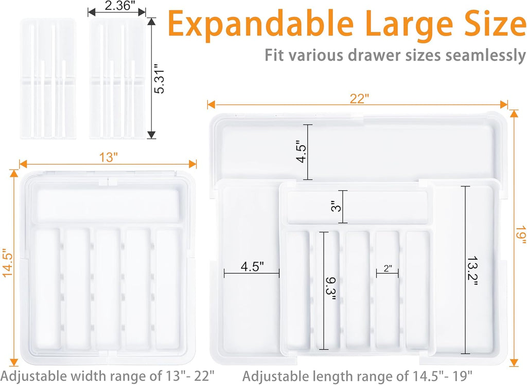 Homecor Large Silverware Drawer Organizer+ 2 Pack Water Bottle Organizer for 40 oz