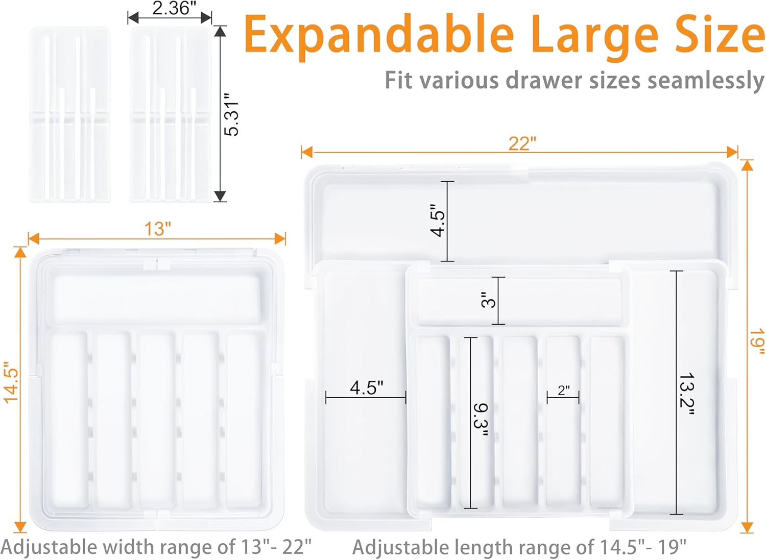 Homecor Large Silverware Drawer Organizer+ 2 Pack Water Bottle Organizer for 40 oz