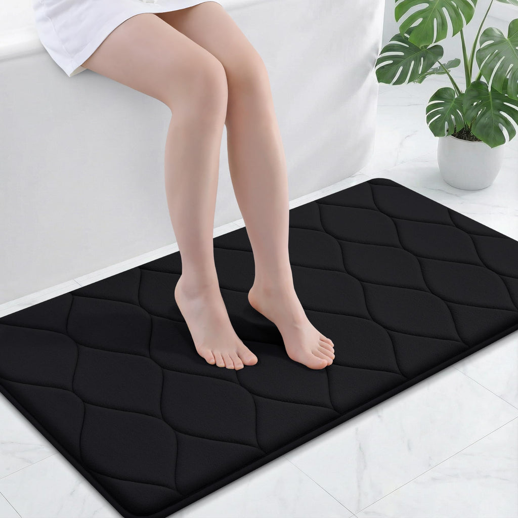 Smiry Memory Foam Bath Mat 30''x20'', Ultra Soft Non-Slip Bathroom Rug, Plush Water Absorbent Quick Dry and Machine Washable Floor Mat for Shower, Tub & Home Decor, Grey