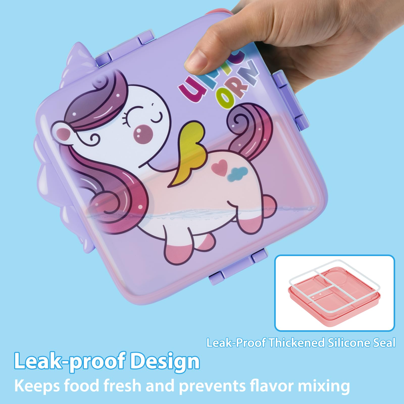 Freshmage Stainless Steel Double-Layer Bento Box Container with 3 Compartments, Large Capacity Leakproof and BPA Free Bento Lunch Box, Durable,Drop-Proof, Dishwasher Safe, Pink