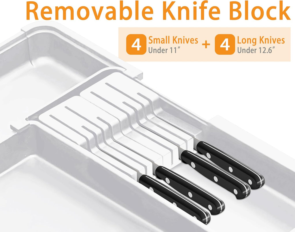 Homecor Silverware Organizer + Utensil Drawer Organizer for Kitchen White