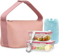 Lunch Bag Set For Women Insulated Leather Woman Lunch Bag With 2 Lunch Box Containers Spoon and Ice Pack Leakproof Reusable High Capacity Lunch Tote Bags for Work, Travel, Outdoor