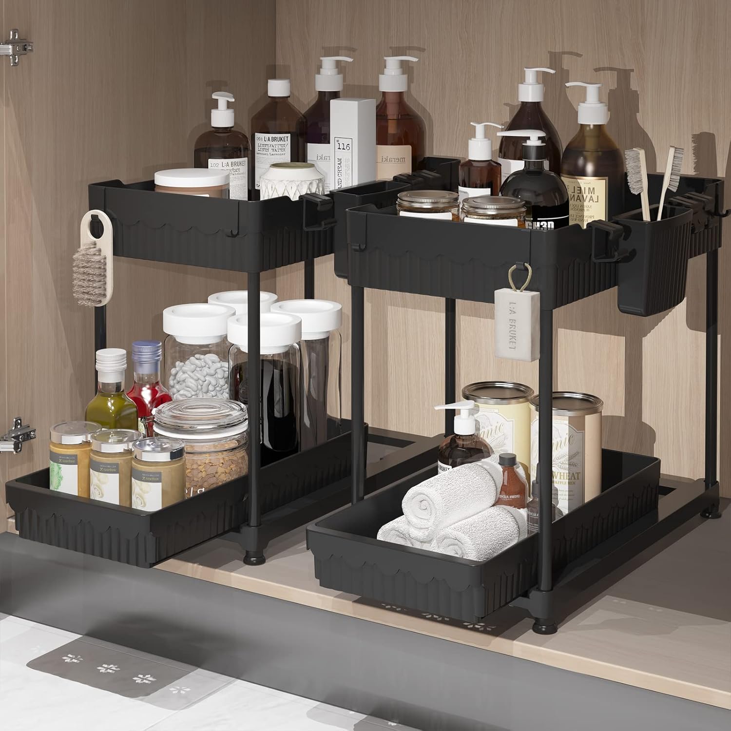2 Pack Under Sink Organizer, 3 Pack Under Sink Organizers and Storage L-Shaped