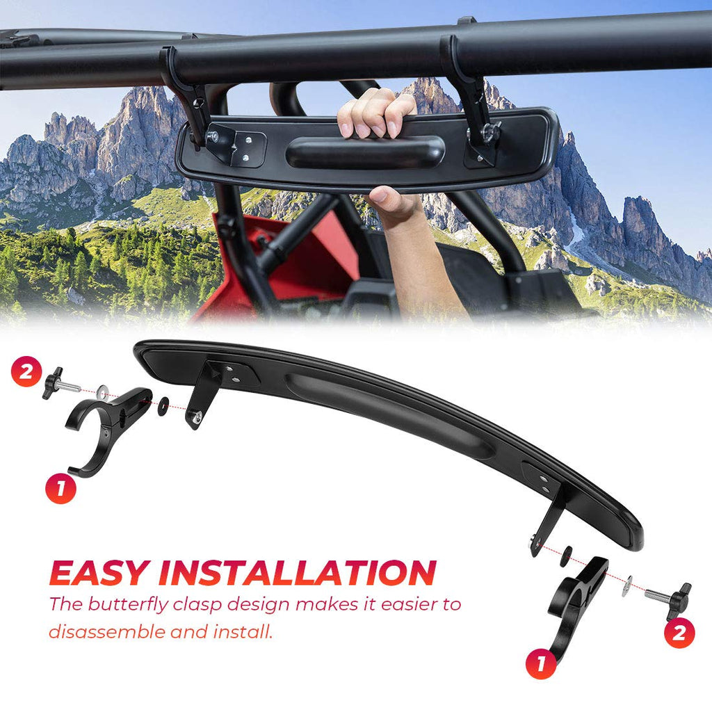 KEMIMOTO UTV Rearview Mirror, 15" UTV Race Convex Center Mirror with 3/4 1.75" or 2" Clamps Compatible with Polaris RZR PRO XP R, Pioneer,Can-Am Commander Maverick, 1000R 1000X