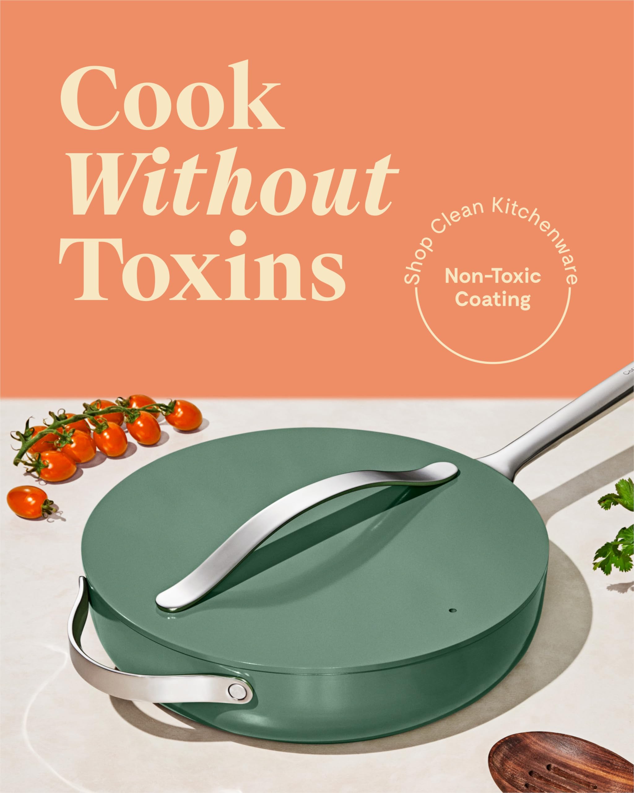 Caraway Nonstick Ceramic Sauté Pan with Lid (4.5 qt, 11.8") - Non Toxic, PTFE & PFOA Free - Oven Safe & Compatible with All Stovetops (Gas, Electric & Induction) - Cream