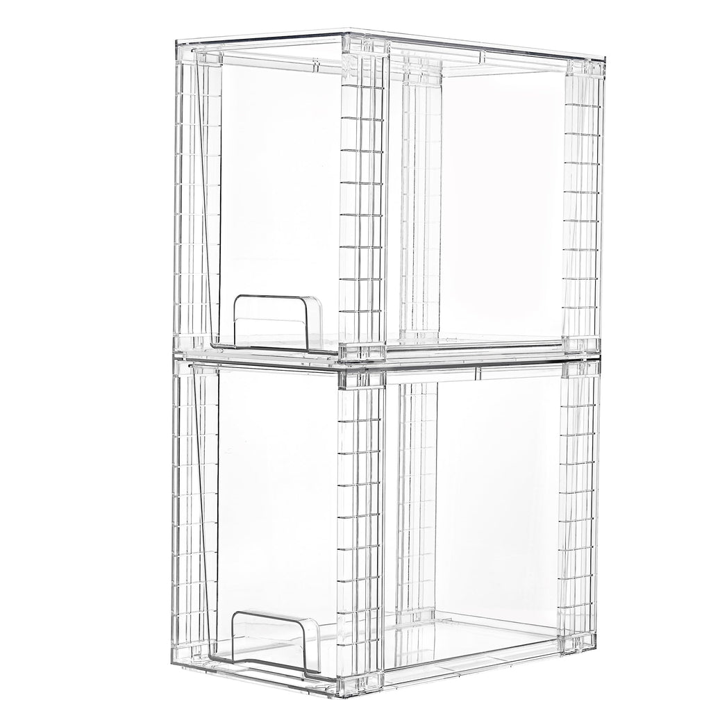 Vtopmart 4 Pack Stackable Storage Drawers,Clear Acrylic Drawer Organizers with Handles, Easily Assemble for Fridge, Bathroom,Kitchen Undersink,Cabinet,Pantry Organization and Storage