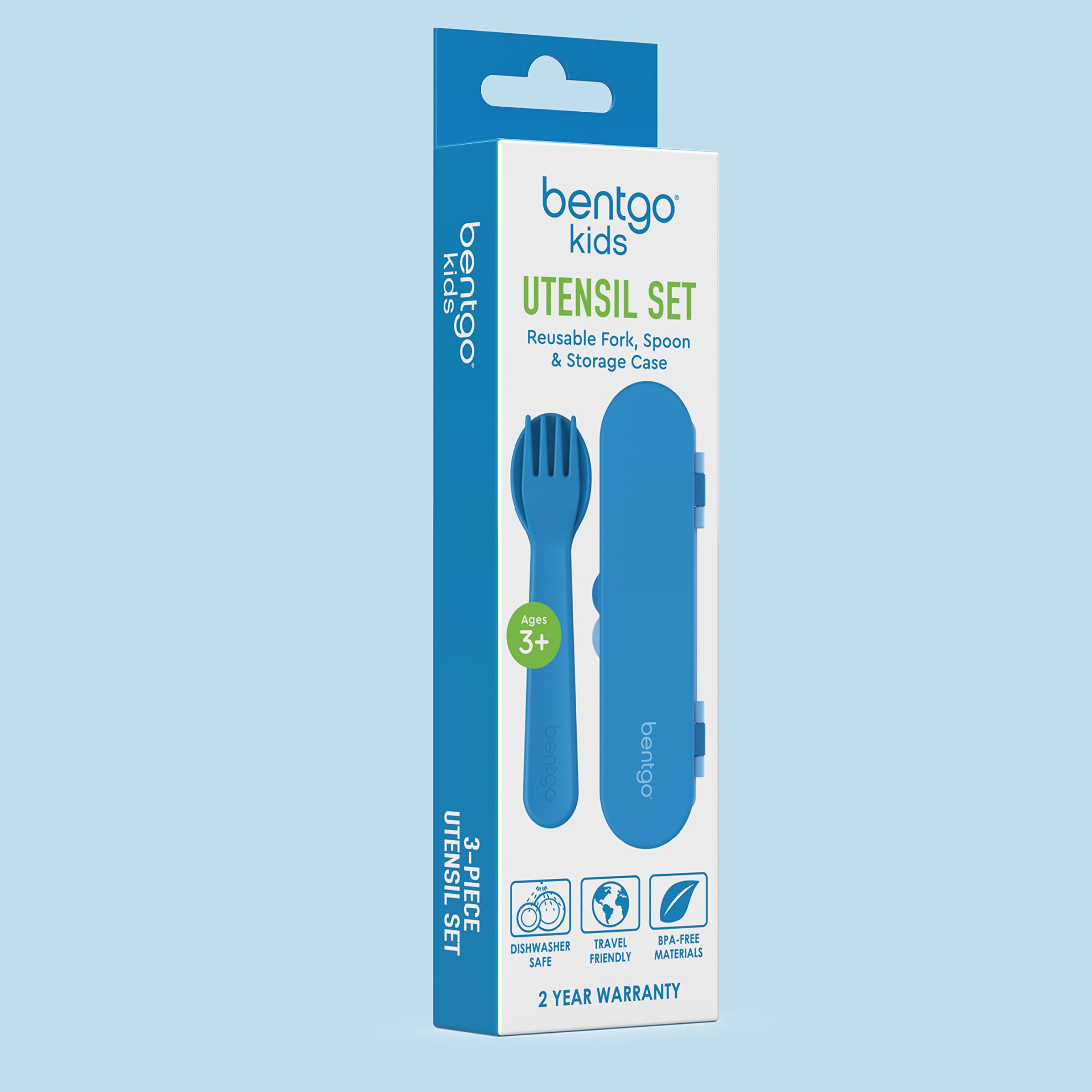 Bentgo Kids Utensil Set - Reusable Plastic Fork, Spoon & Storage Case BPA-Free Materials, Easy-Grip Handles, Dishwasher Safe Ideal for School Lunch, Travel, Outdoors (Rainbows and Butterflies)