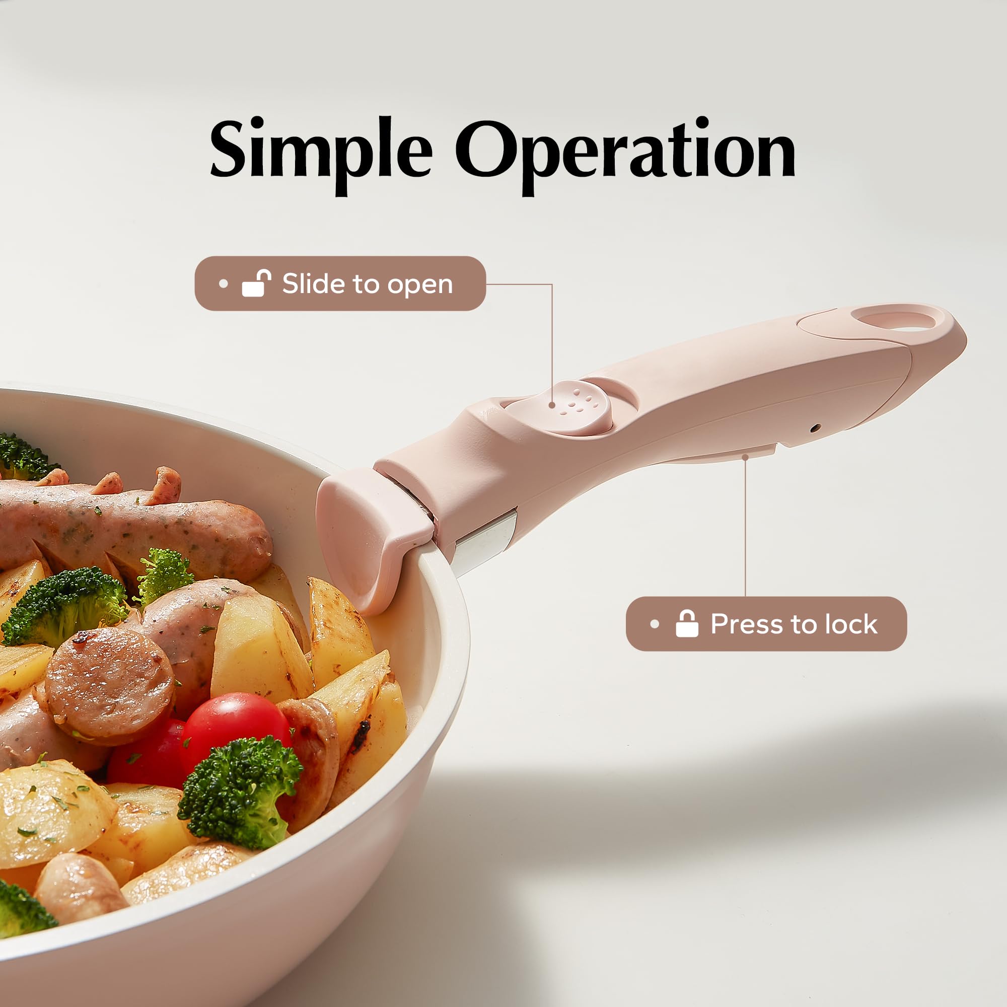 Redchef Removable Handle White - Detachable Handle Cookware Replacement, Universal Cookware Handle, Ideal Replacement for All Cookware