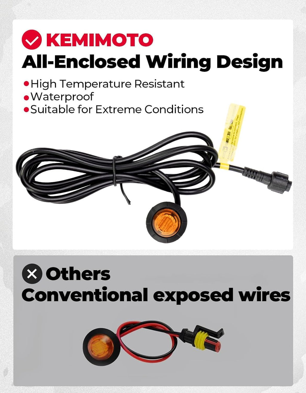 KEMIMOTO UTV Turn Signal Kit with Horn, Pre-Wired, Plug and Play UTV ATV Blinker with Rocker Switch, Hazard Light, Universal Street Legal Kit Compatible with Polaris, Can-Am, Kawasaki, CFMOTO
