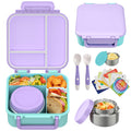 Kids Bento Lunch Box with 9oz Soup Thermo Leakproof Lunch Food Containers 4 Compartment with Insulated Hot Food Jar for Kid Toddler Girls Boys to School Trvael
