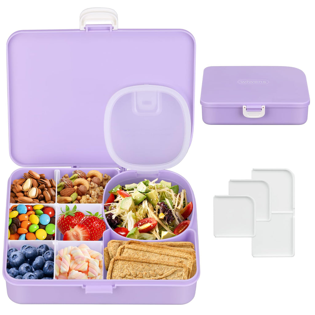Snack Box Container for Kids Adults Reusable Snackle Box with Adjustable Dividers Airtight Snack Organizer with Compartents Toddler Bento Lunch Box Leak Proof for Office,School,Travel,Outdoor
