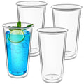 Freshmage 16oz Double Walled Insulated Tumblers (4 Pack), Tumbler Cups Keep Drinks Cold & Hot, Crystal Clear Reusable Plastic Cups, BPA-Free Plastic Drinking Glasses, Dishwasher Safe