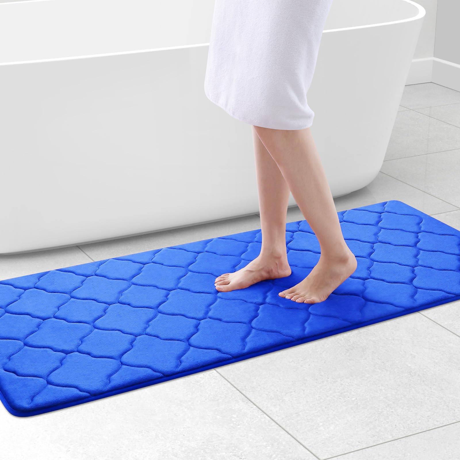 OLANLY Memory Foam Bath Mat Rug 24x16, Ultra Soft and Absorbent Bathroom Rugs, Non-Slip, Comfortable, Machine Washable Bath Carpet for Bathroom Floor, Tub, Shower and Home Decor Accessories, Black