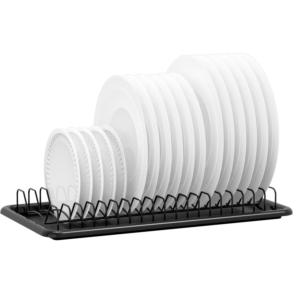 Simple Houseware Stainless Steel Plate Drying Rack with Drainboard, Chrome