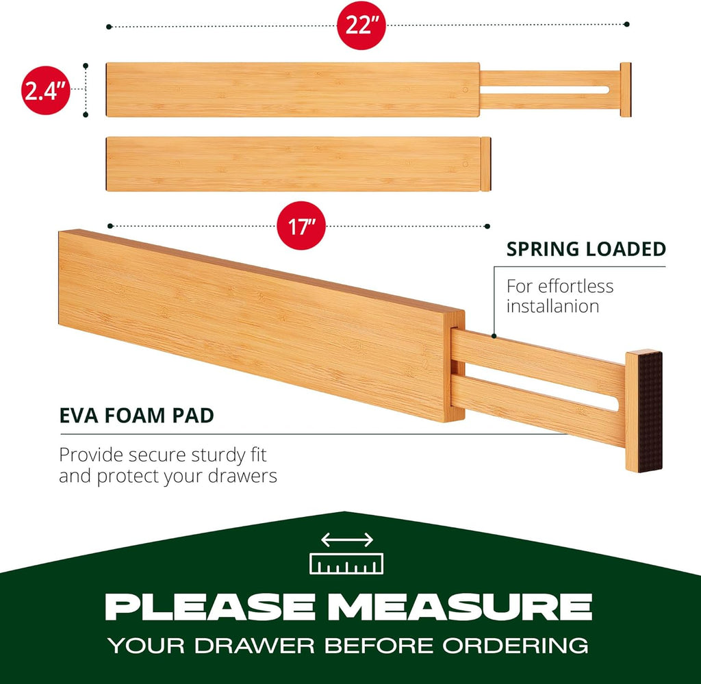 ROYAL CRAFT WOOD Adjustable Bamboo Drawer Dividers