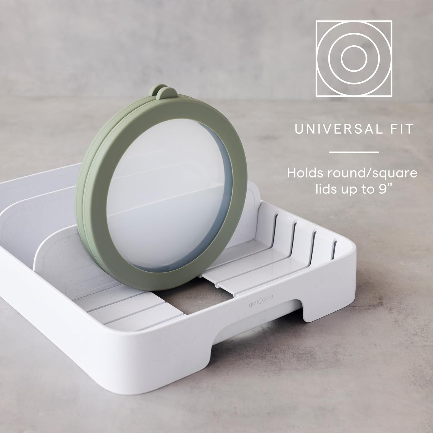 YouCopia StoraLid Adjustable Food Container Lid Organizer for Kitchen Cabinet Storage, Large 24 Lids, Premium Edition