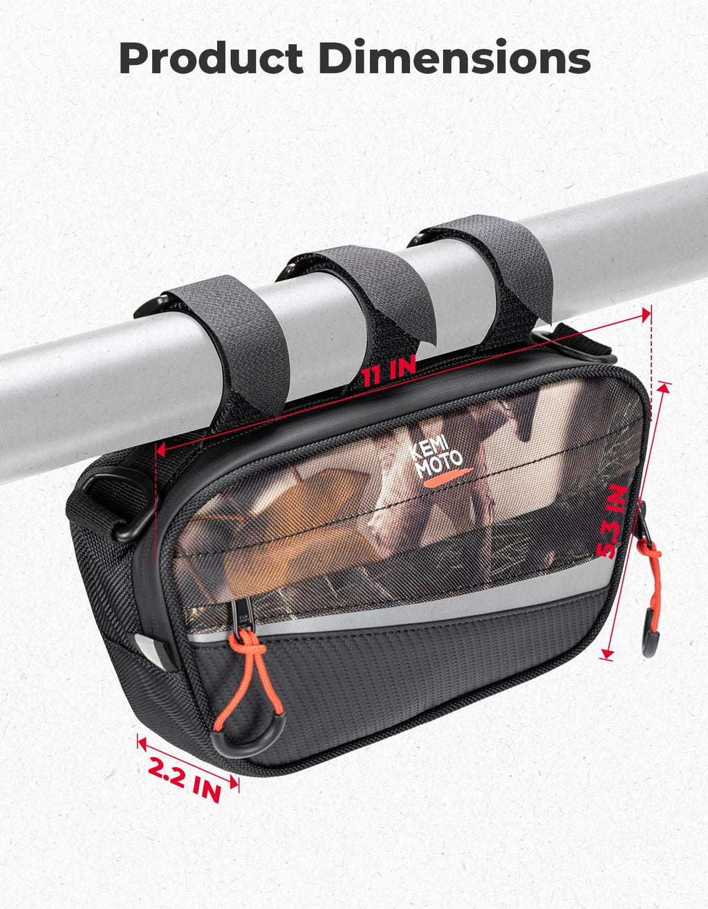 KEMIMOTO UTV Roll Cage Storage Bag Universal 1680D Grab Handle Storage Bag Dimensions 11" x 5" Side by Side Accessories Compatible with UTV, ATV, Golf Cart, Bike, Off-road Vehicle
