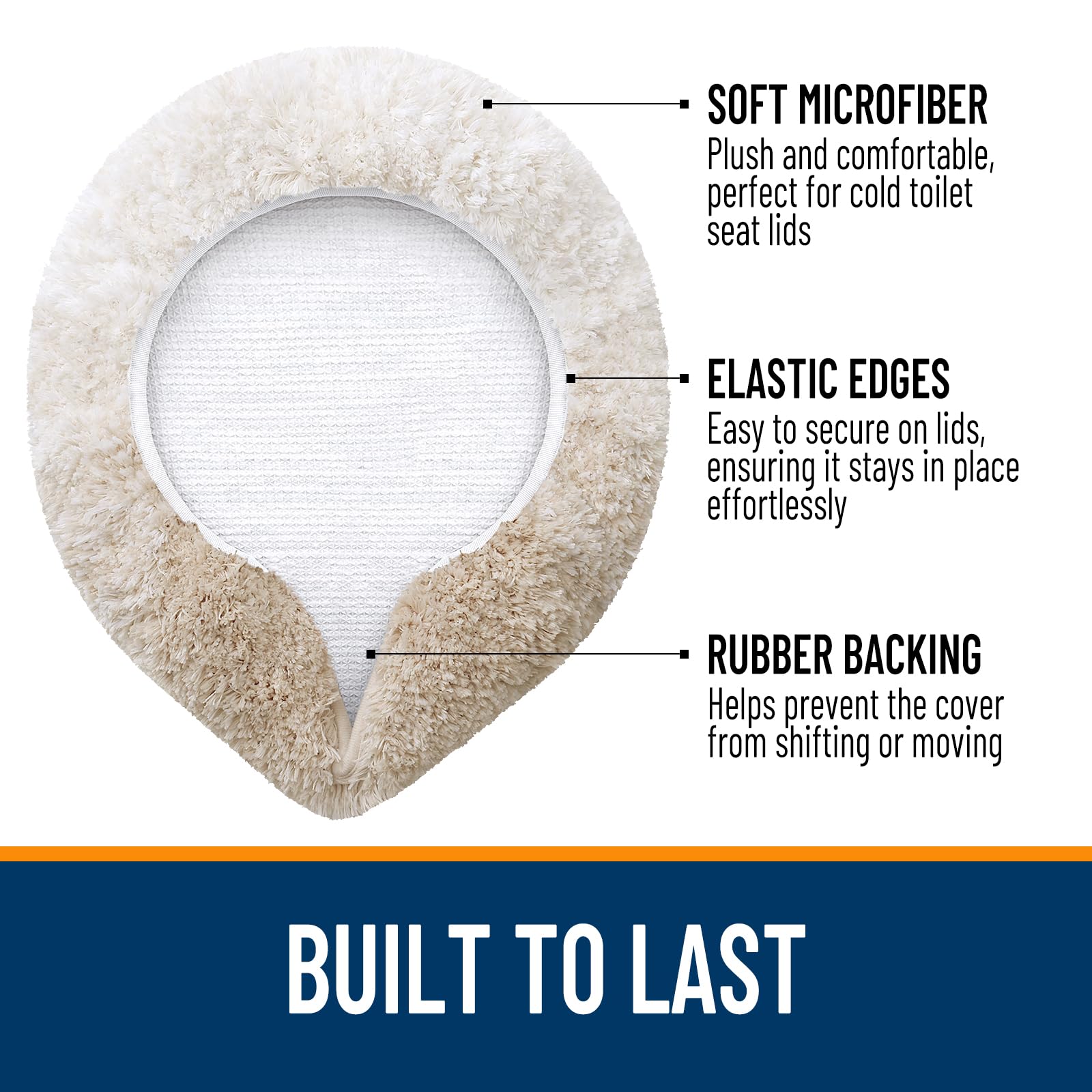 OLANLY Soft Microfiber Bathroom Toilet Lid Cover, Machine Washable Seat Covers, 17.5x15, Stays in Place Rubber Backing, Fits Most Round, Elongated and Oblong Lids, Accessories Decor, Gray