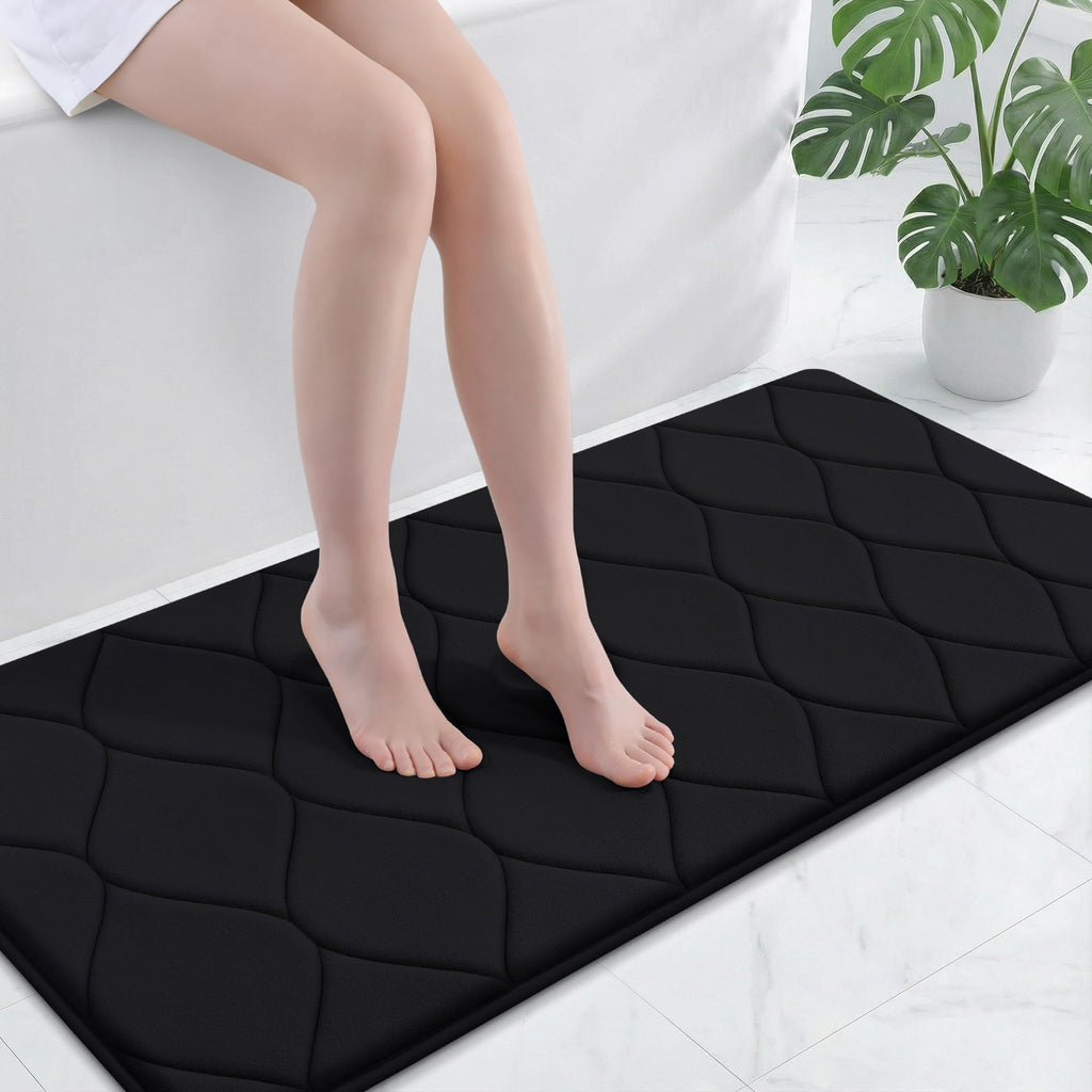 Smiry Memory Foam Bath Mat 30''x20'', Ultra Soft Non-Slip Bathroom Rug, Plush Water Absorbent Quick Dry and Machine Washable Floor Mat for Shower, Tub & Home Decor, Grey