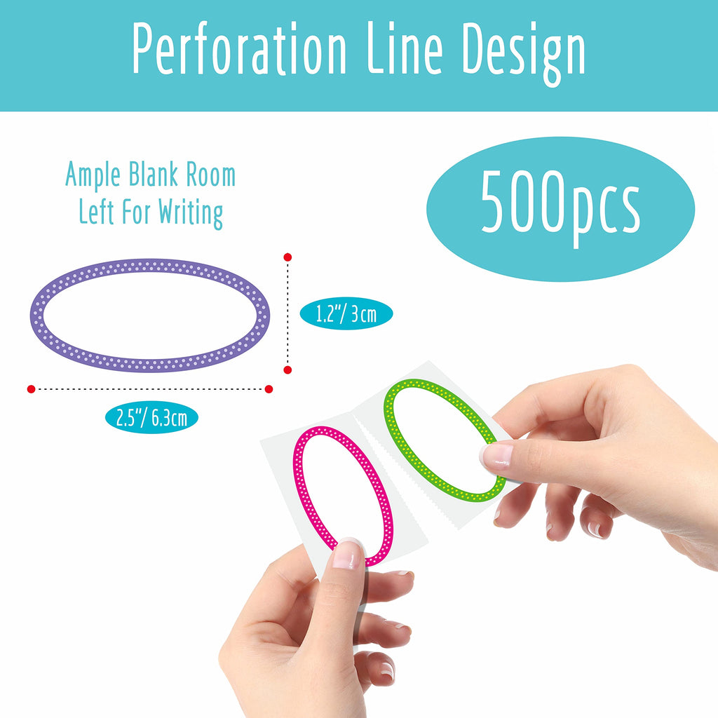 500 Removable Freezer Pantry Canning Labels Set Water Oil Resistant with Perforation Line for Food Containers Jars Kitchen Restaurant Storage Organization