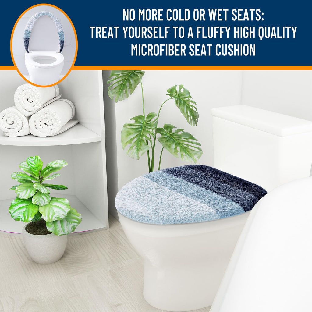 OLANLY Soft Microfiber Bathroom Toilet Lid Cover, Machine Washable Seat Covers, 17.5x15, Stays in Place Rubber Backing, Fits Most Round, Elongated and Oblong Lids, Accessories Decor, Gray