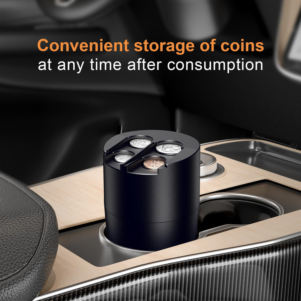 Zeyitian Coin Holder for Car, 250-Coin Capacity Change Coin Holder, Coin Organizer for Most Car, Dispenses Pennies, Quarters, Dimes, Nickels (Black, 1Pack)
