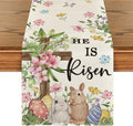 Artoid Mode Bunny Rabbits Eggs He is Risen Easter Table Runner, Seasonal Spring Kitchen Dining Table Decoration for Home Party Decor 13x72 Inch