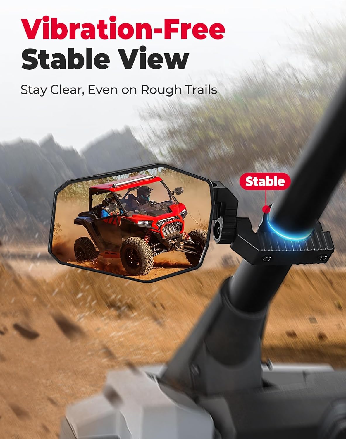 KEMIMOTO UTV Side Mirrors, UTV Mirrors for 1.65-2 inch Roll bar Compatible with Polaris RZR, Can-Am Maverick X3, Pioneer, Talon, Teryx, Gator, CFMOTO, Multi-Adjustment Convex Mirrors