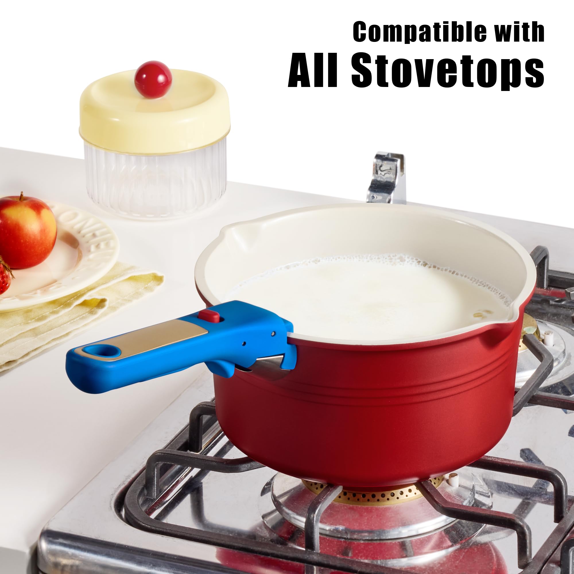 CAROTE 15pcs Pots and Pans Set Non Stick, Cookware Set Non Toxic with Detachable Handle, Induction Kitchen Cooking Set, Dishwasher/Oven Safe, RV/Camping Cookware