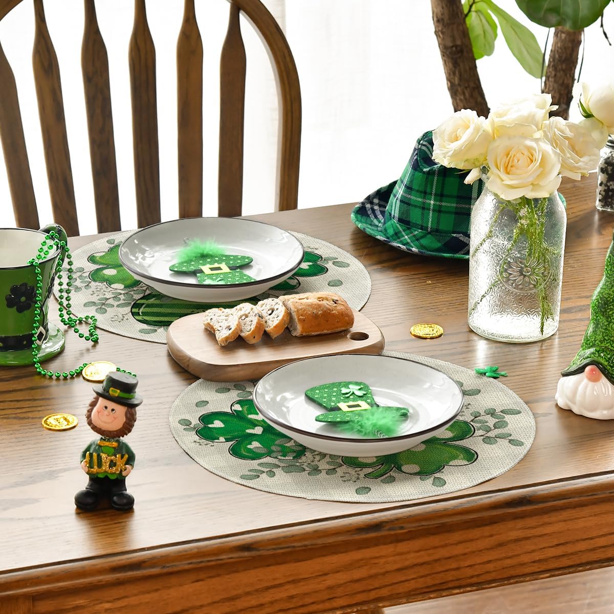 Artoid Mode Bufflao Plaid Shamrock St. Patrick's Day Placemats Set of 4, 12x18 Inch Seasonal Spring Table Mats for Party Kitchen Dining Decoration