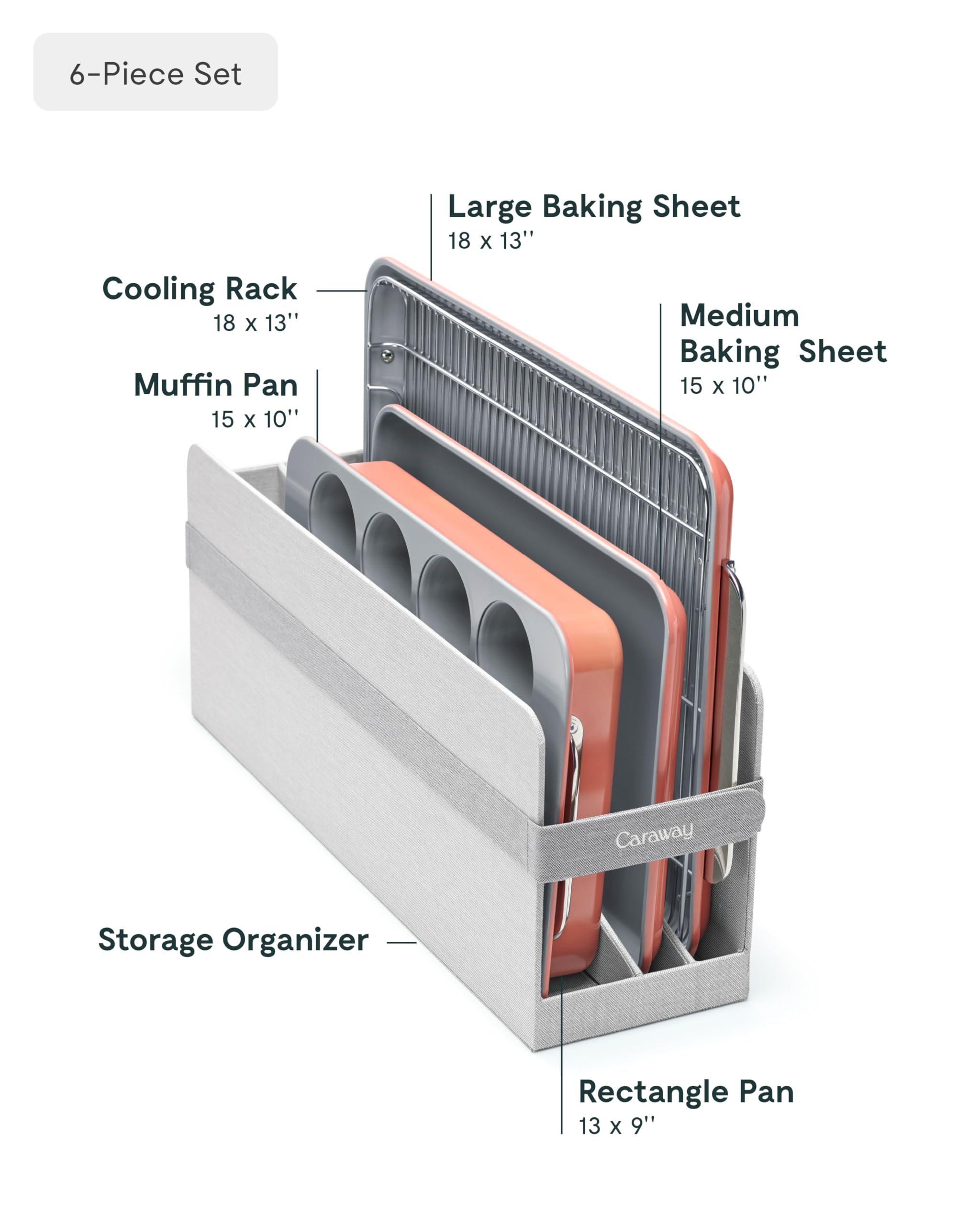 Caraway Nonstick Ceramic Bakeware Set (11 Pieces) - Baking Sheets, Assorted Baking Pans, Cooling Rack, & Storage - Aluminized Steel Body - Non Toxic, PTFE & PFOA Free - Cream