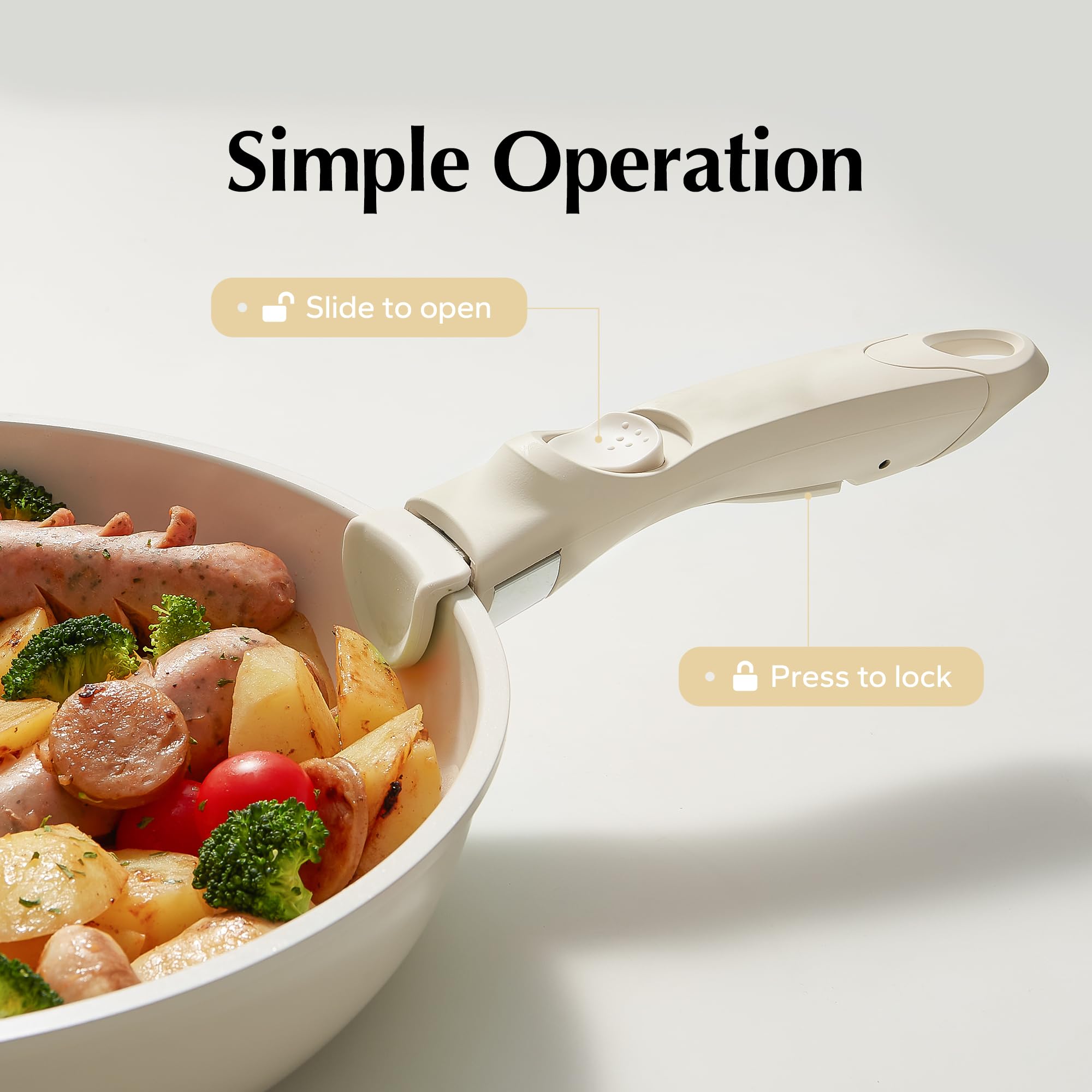 Redchef Removable Handle White - Detachable Handle Cookware Replacement, Universal Cookware Handle, Ideal Replacement for All Cookware
