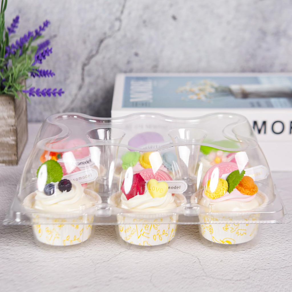 6 Count Cupcake Containers 30 Pack Cupcake Holders Clear Plastic Stackable Cupcake Boxes with Detachable Tall Dome Lids for 180 Cupcakes, BPA Free, Standard Size