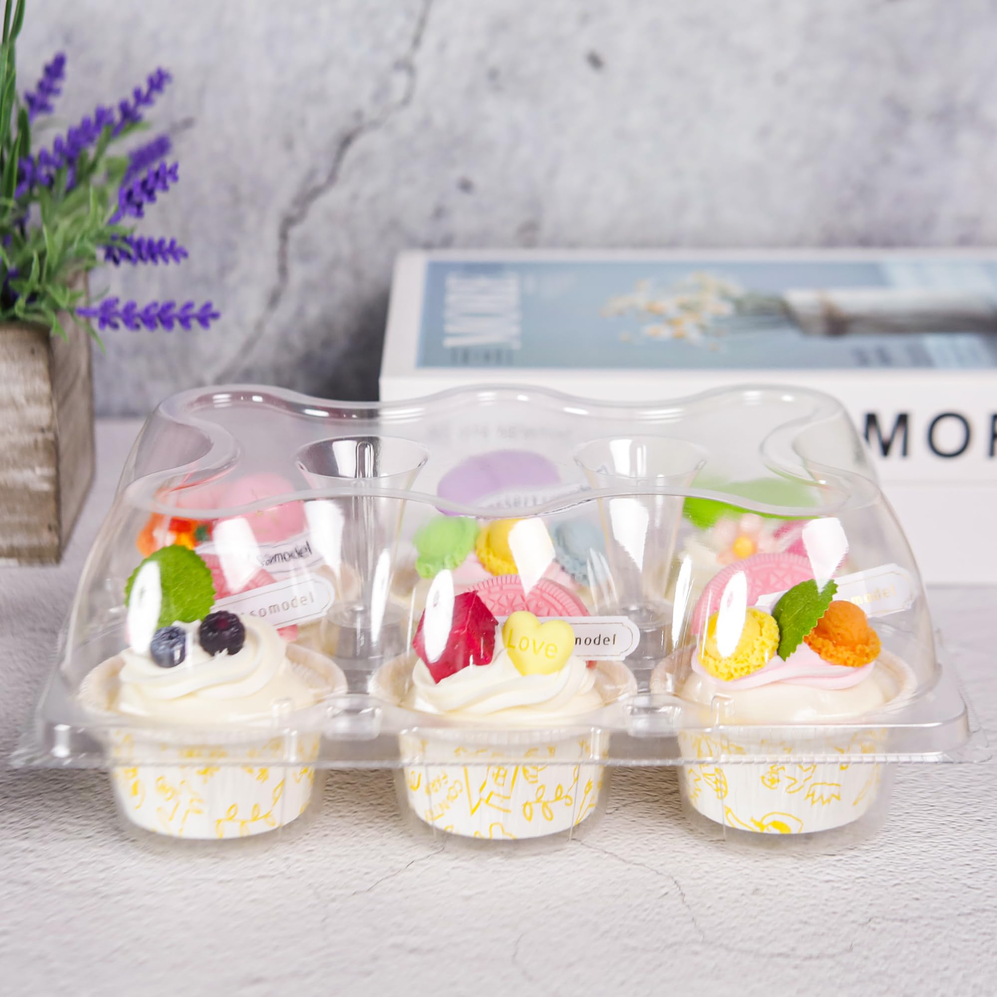 6 Count Cupcake Containers 30 Pack Cupcake Holders Clear Plastic Stackable Cupcake Boxes with Detachable Tall Dome Lids for 180 Cupcakes, BPA Free, Standard Size