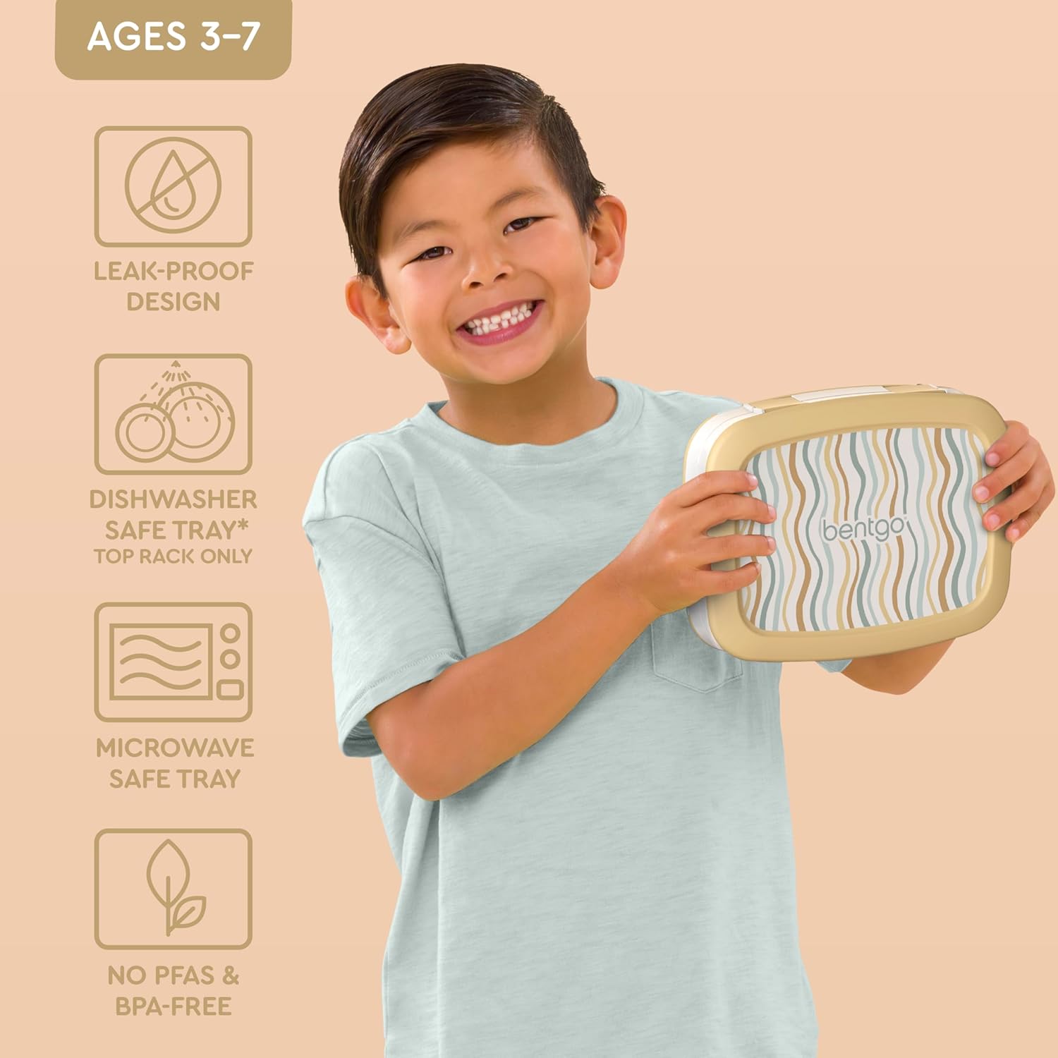 Bentgo® Kids 14” Backpack Set With Kids Prints Lunch Box (Wavy)