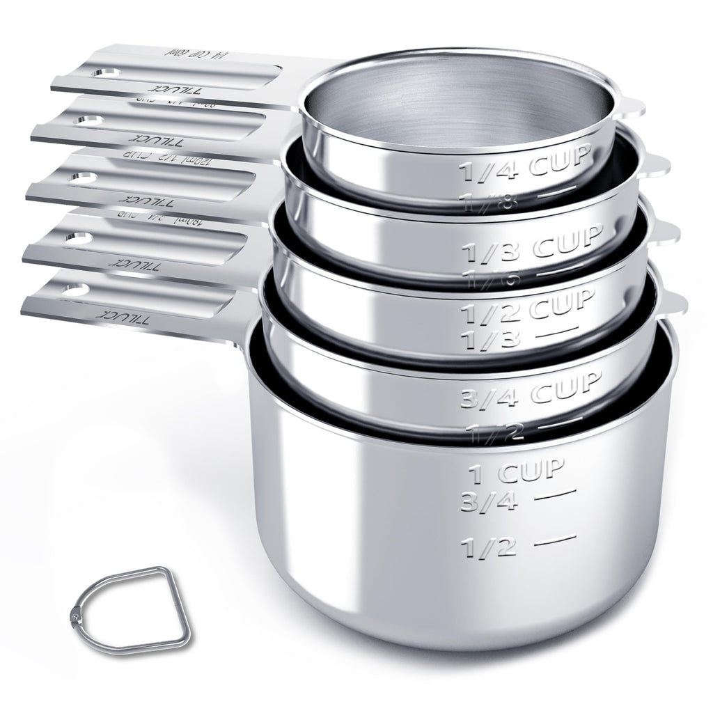 TILUCK Stainless Steel Measuring Cups Set,Kitchen Gadgets for Cooking & Baking,Set of 5