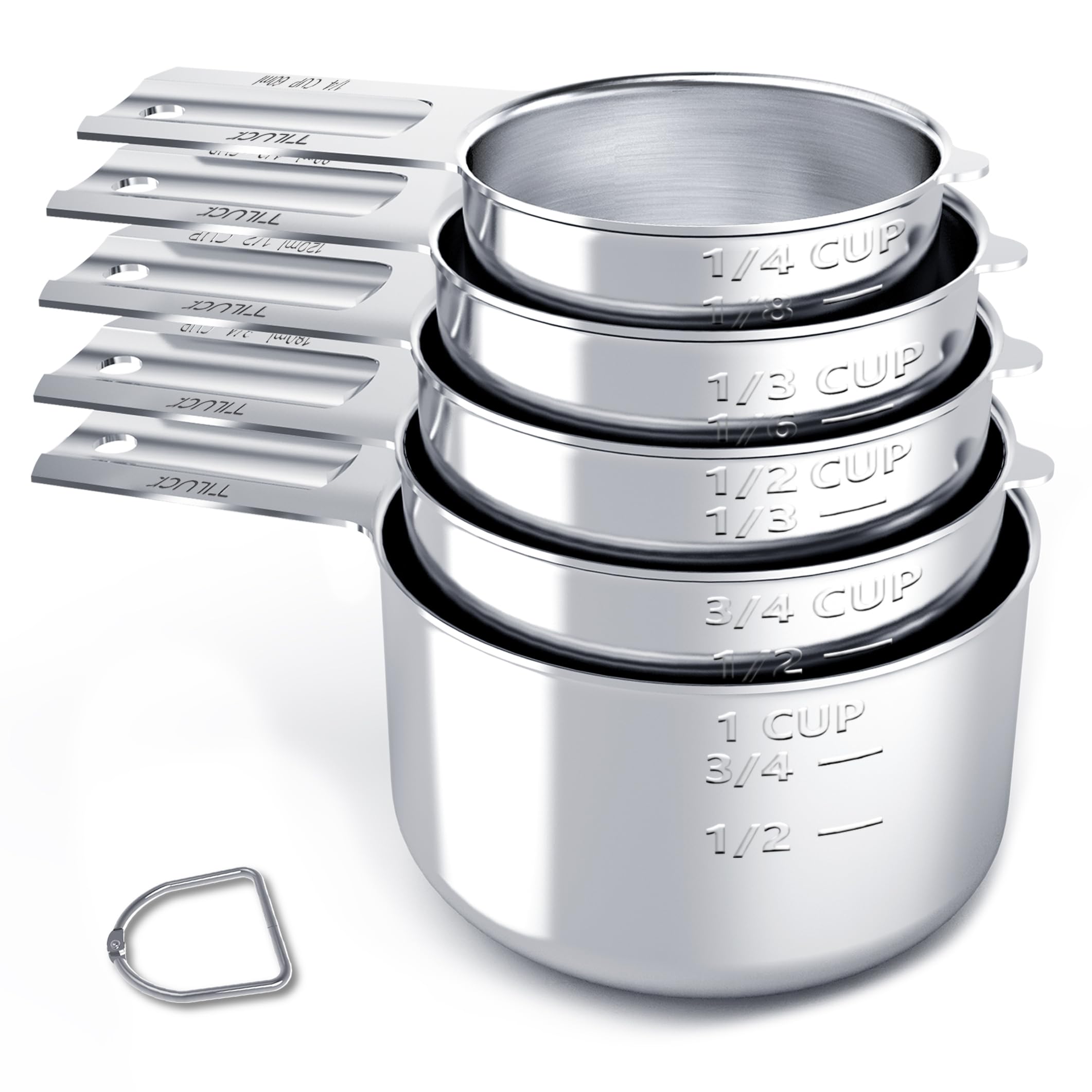 TILUCK Stainless Steel Measuring Cups Set,Kitchen Gadgets for Cooking & Baking,Set of 5