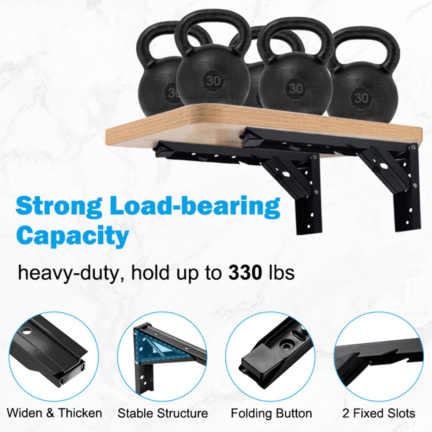 24inch Floating Shelf Bracket,Garage Heavy Duty Folding Shelf Brackets,Wall Mounted Collapsible Shelf Bracket,Max Load 330lb,(Pack of 4, No Board) (24In 4Pack)