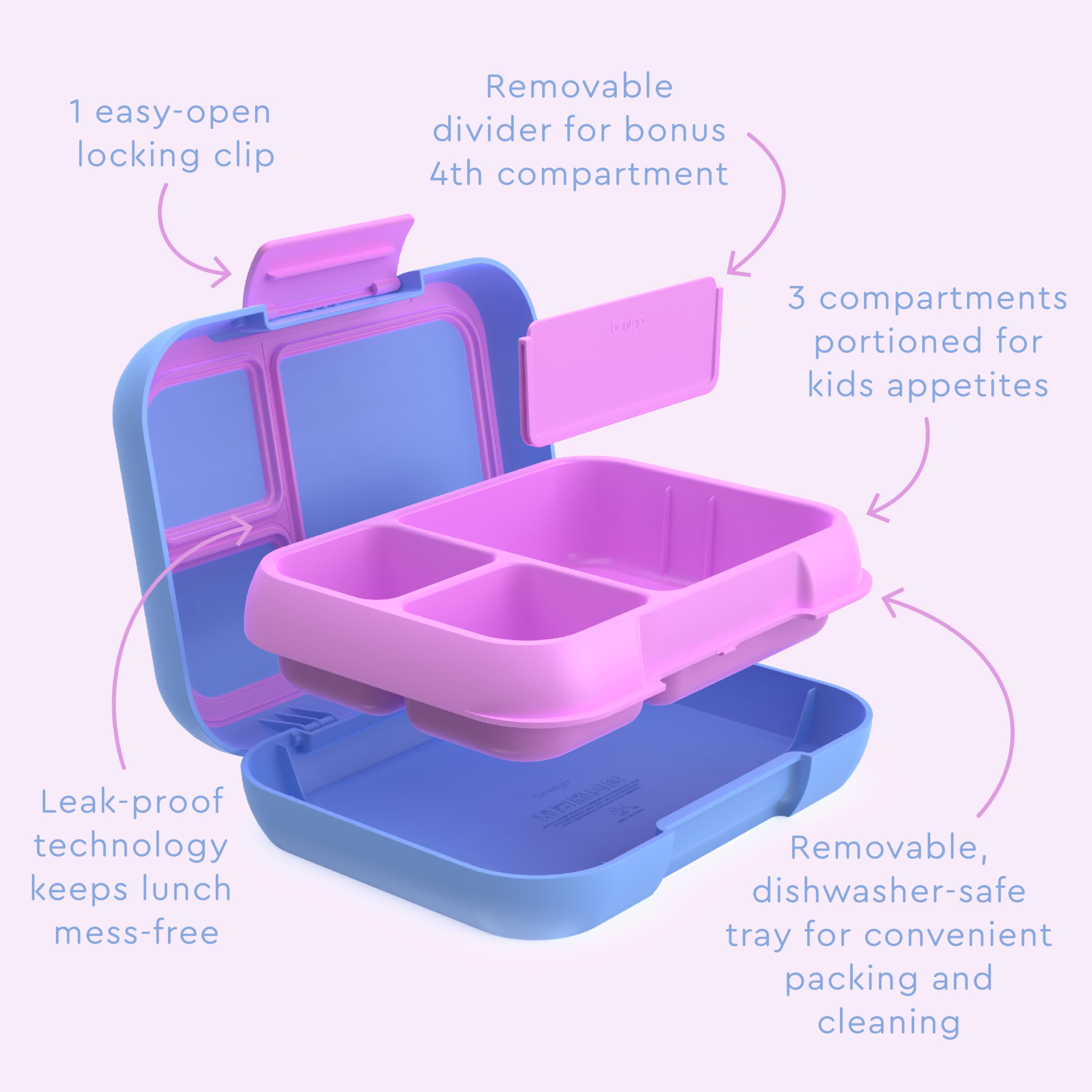 Bentgo Pop - Leak-Proof Lunch Box & Removable Divider for Ages 8+ & Teens - Lunch Container Holds 5 Cups of Food; 3-4 Compartments; Microwave/Dishwasher Safe; 2 Year Warranty (Navy Blue/Chartreuse)
