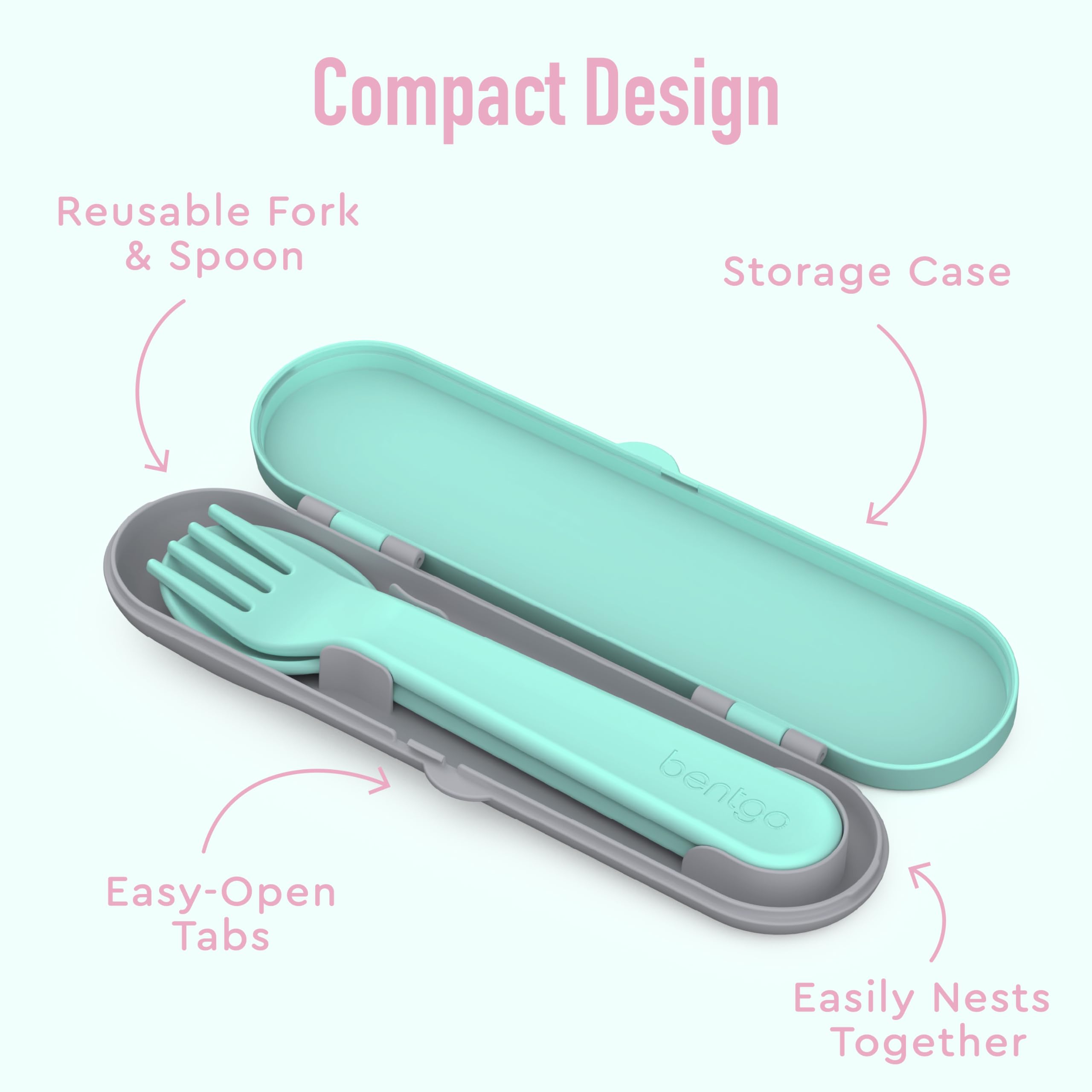 Bentgo Kids Utensil Set - Reusable Plastic Fork, Spoon & Storage Case BPA-Free Materials, Easy-Grip Handles, Dishwasher Safe Ideal for School Lunch, Travel, Outdoors (Rainbows and Butterflies)