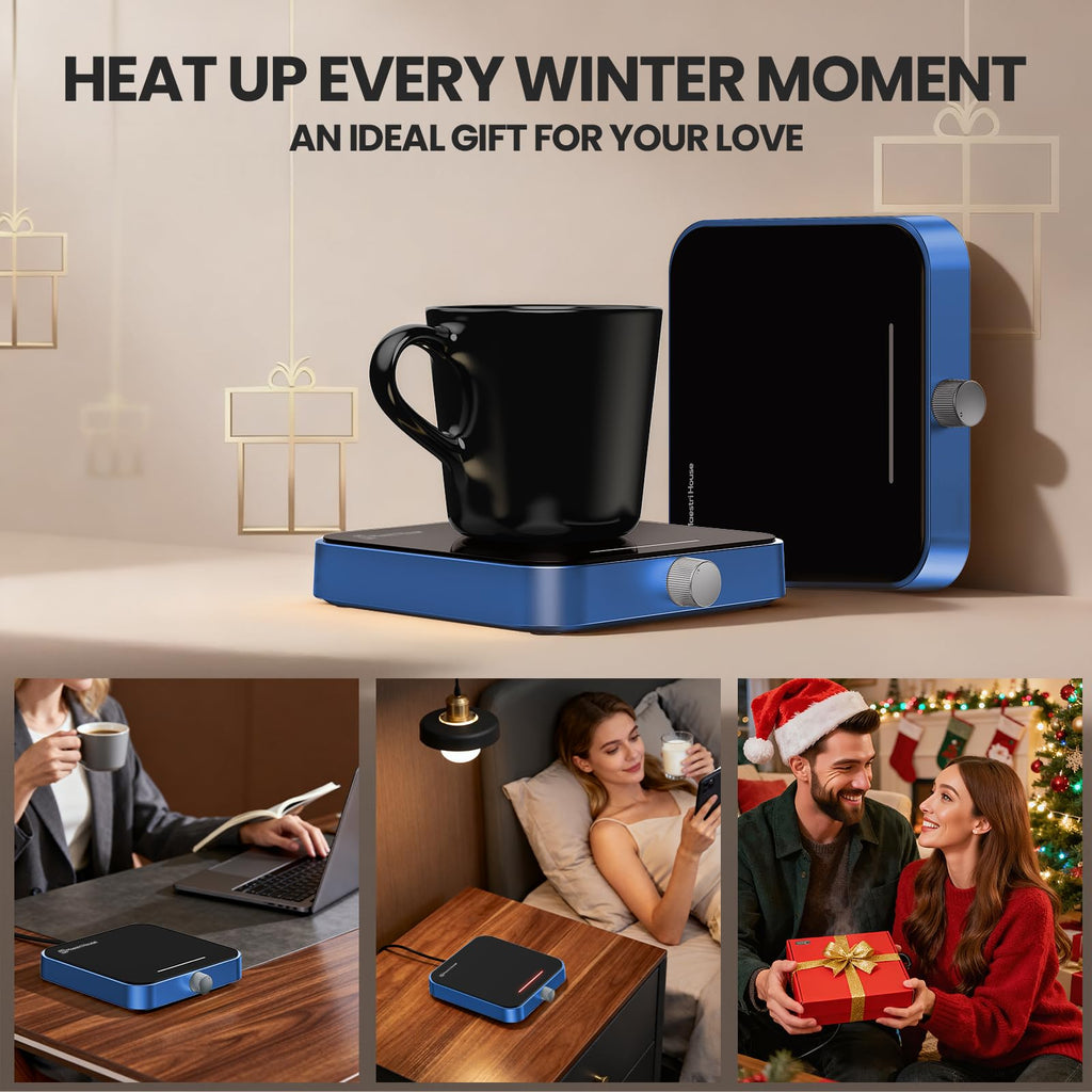 Maestri House Mug Warmer, Electric Coffee Cup Warmer for Desk with 3-Temp Settings,Auto Shut Off, Constant Temperature Heating for Beverage, Milk, Tea and Hot Chocolate at Home & Office (Wood Grain)