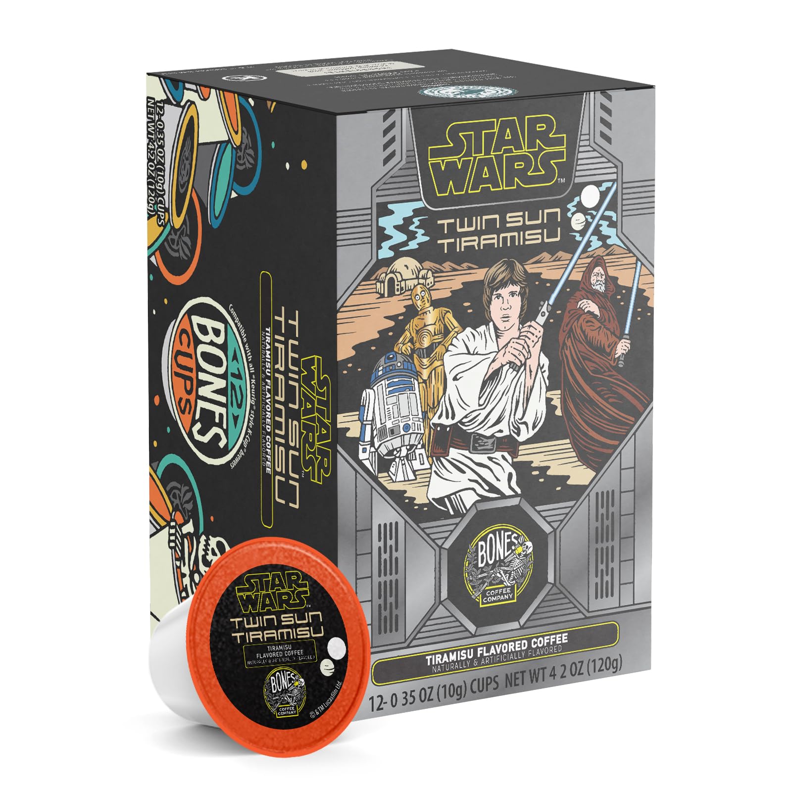 Bones Coffee Company Flavored Coffee Bones Cups Highland Grog Butterscotch Caramel | 12ct Single-Serve Coffee Pods Compatible with Keurig 1.0 & 2.0 Keurig Coffee Maker