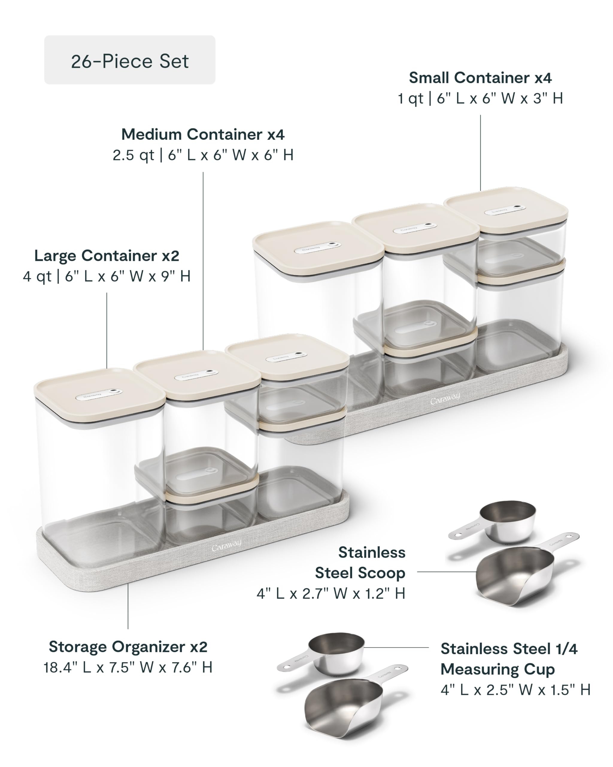 Caraway 13-Piece Glass Airtight Food Storage Containers with Lids – Non-Toxic, BPA-Free Kitchen Storage Containers – Stackable, Space-Saving Airtight Containers for Dry Goods and More - Navy
