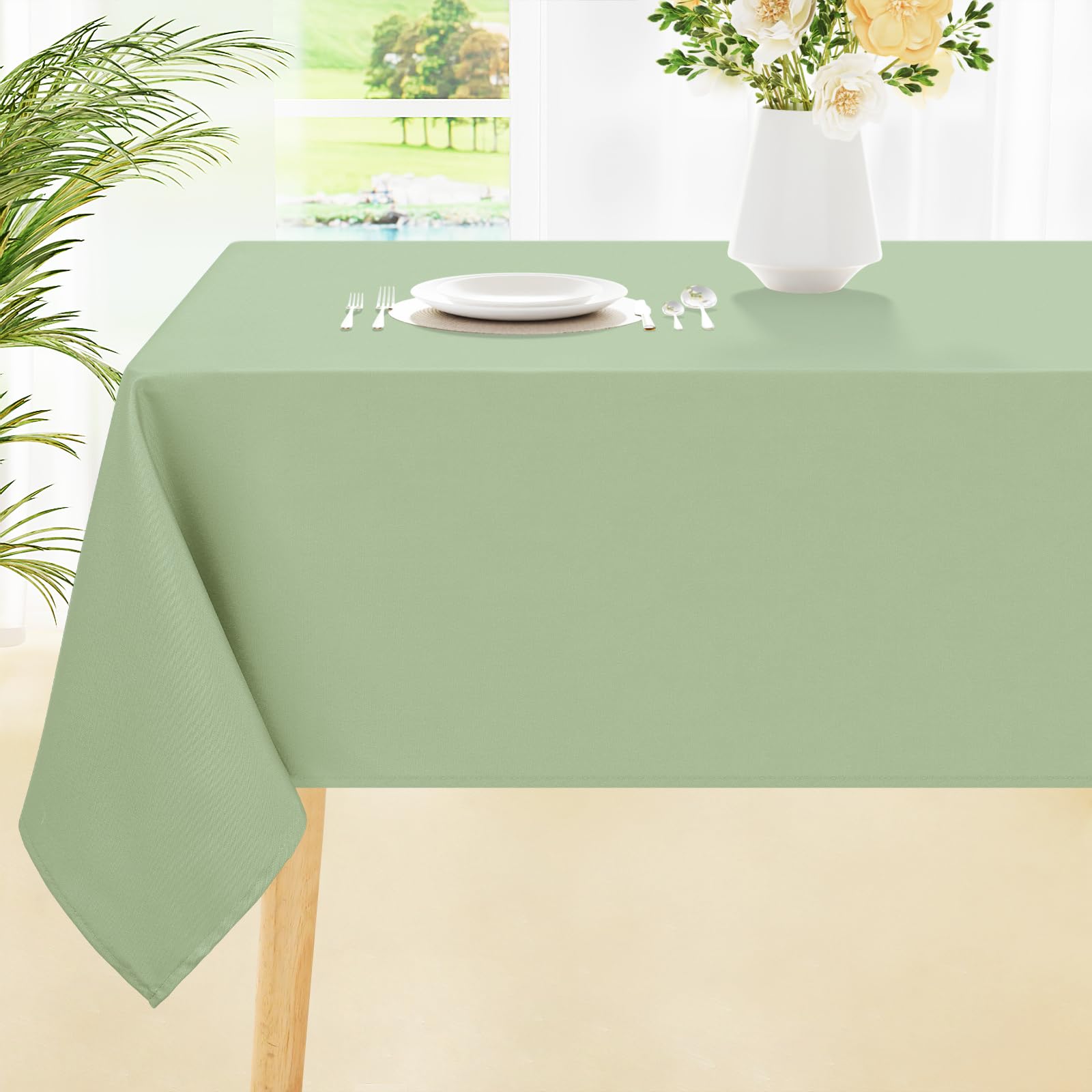 Smiry Rectangle Table Cloth, Waterproof Anti-Scratch Polyester Tablecloth, Decorative Washable Fabric Table Cover for Dining, Buffet, Parties and Outdoor, 60x84, Black
