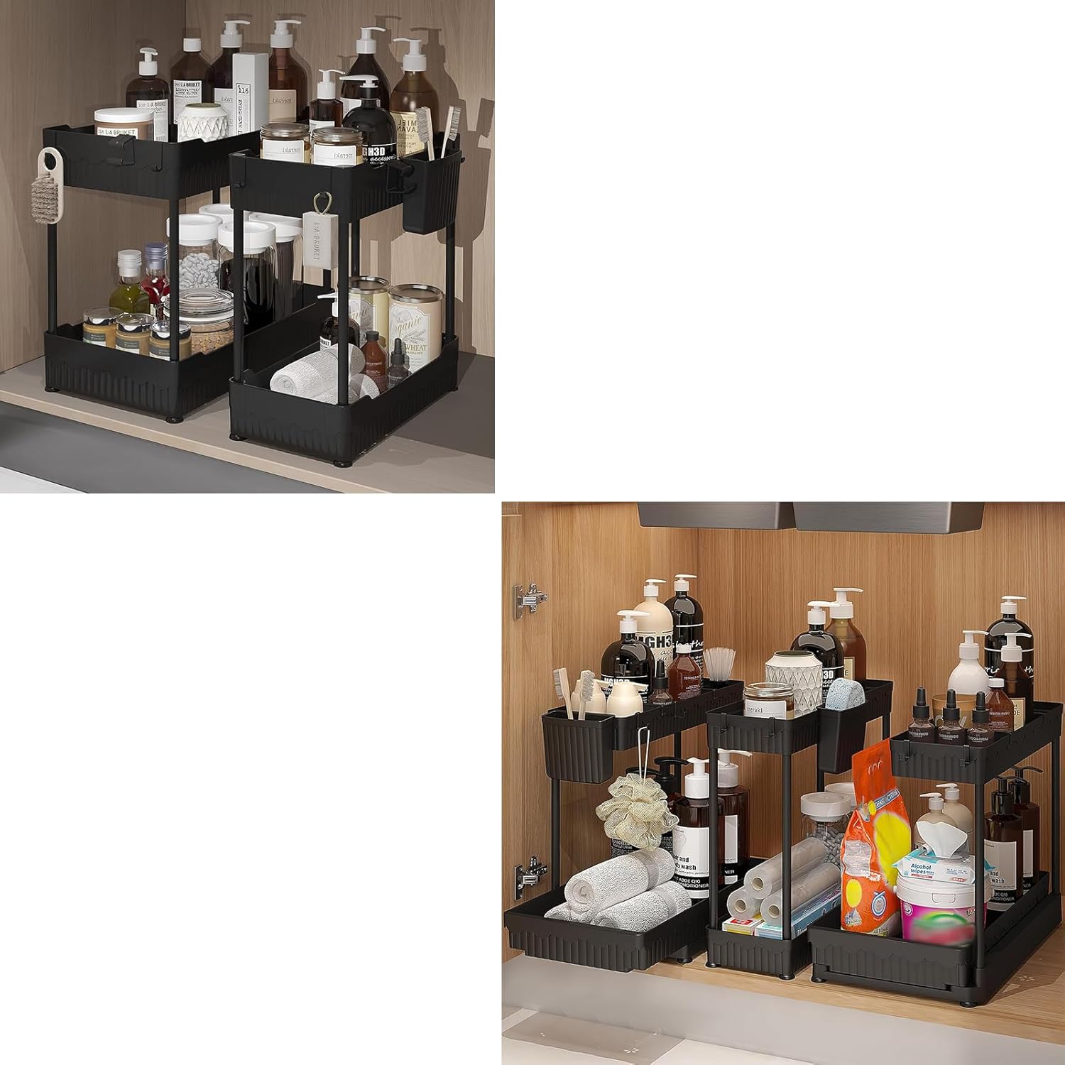 2 Pack Under Sink Organizer, 3 Pack Under Sink Organizers and Storage L-Shaped